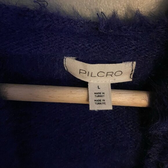 Pilcro Fuzzy V-Neck Sweater in Deep Blue - Picture 4 of 6